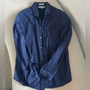 Express Men's Dark Blue Polka Dot Shirt